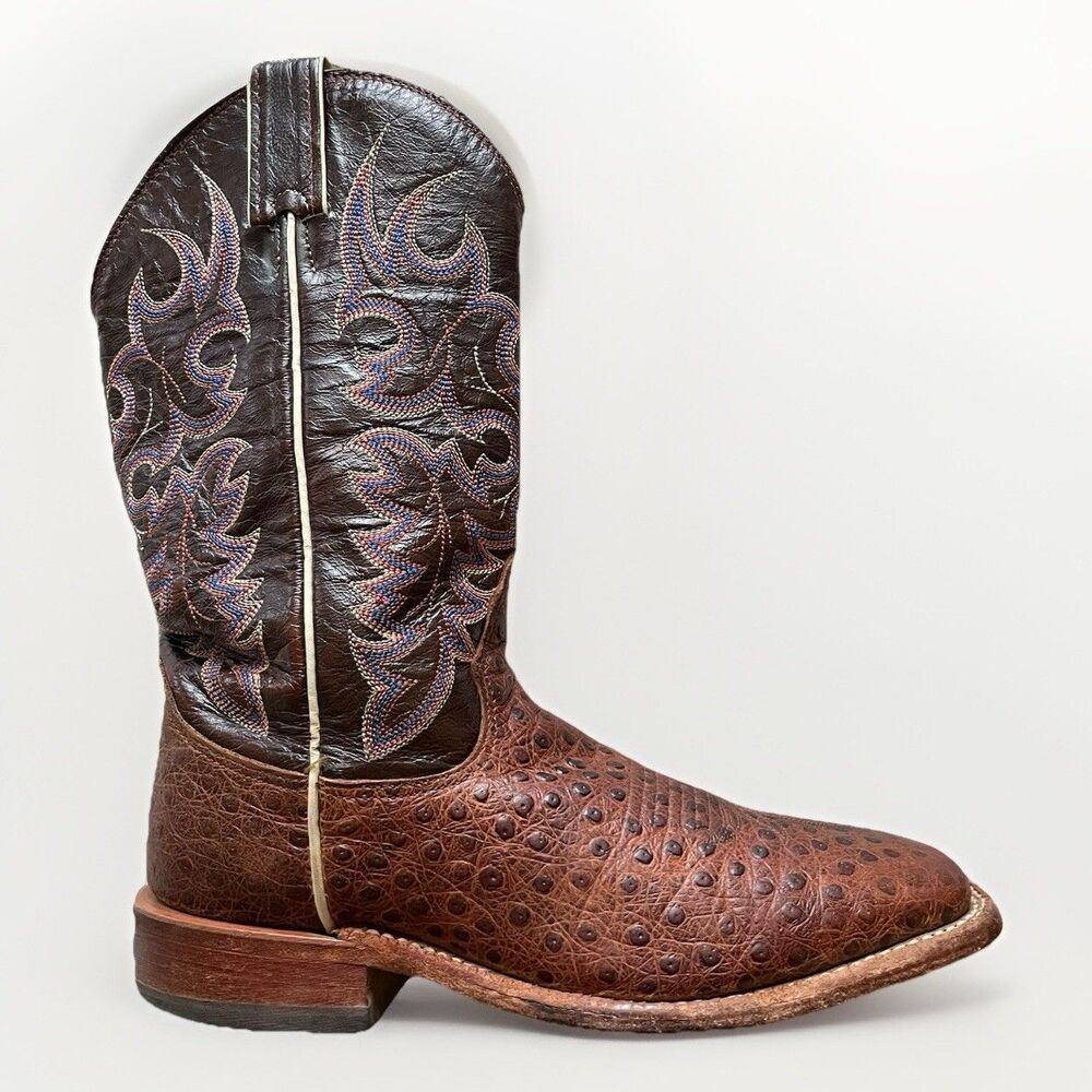 NOCONA Womens Size 6.5 B Brown Leather Ostrich Cowboy Western Boots